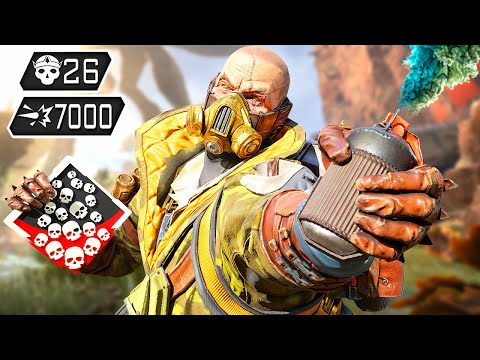 CAUSTIC 26 KILLS & 7000 DAMAGE - INTENSE ENDING (Apex Legends Gameplay)