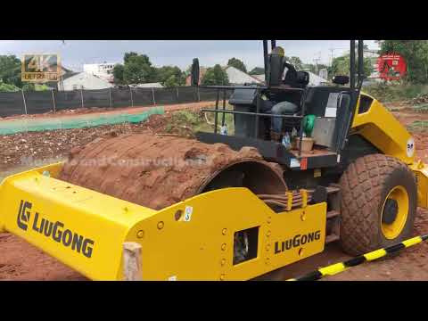 Sheep Foot and Vibro Roller is Compacting Soil on Road Construction