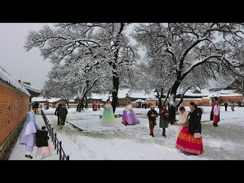 Snowy GYEONGBOKGUNG Palace in Seoul, Heavy Snow Seoul, Snow Asmr Ambience, Seoul Travel Walker.