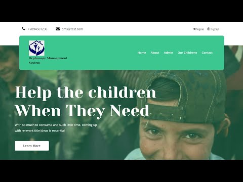 Orphanage Management System using PHP and MySQL