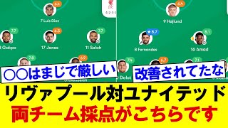 【激戦】リヴァプール対ユナイテッド両チーム採点がこちらです！！！