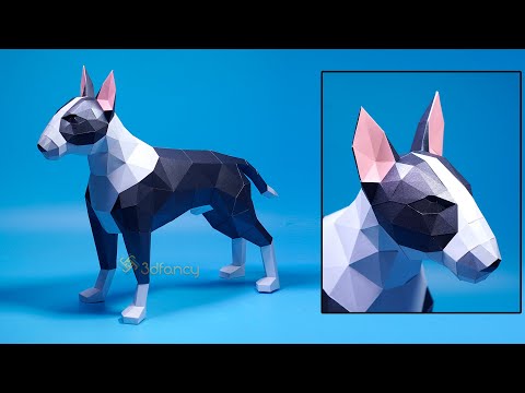 How to make papercraft bull terrier dog PDF Printable, SVG for Cricut Projects