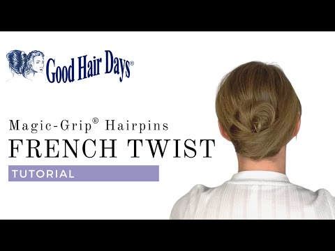 French Twist Updo with Magic-Grip Hairpins on Medium Length Hair. Medium Hair French Twist Tutorial