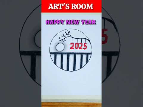 Easy Drawing With Circle Shape | New Year 2025 Drawing #shorts #drawing #artsroom