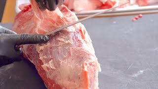 【肉磨きASMR】黒毛和牛の外モモとハバキを磨くだけの動画