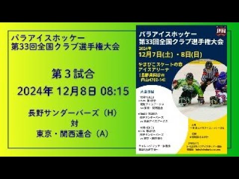 第33回全国クラブ選手権大会　　第3試合 長野サンダーバーズ（H） 対 東京・関西連合（A）