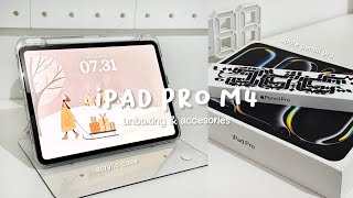 New iPad Pro M4 + Apple Pencil Pro + accessories ~ aesthetic unboxing 📦✨🍎