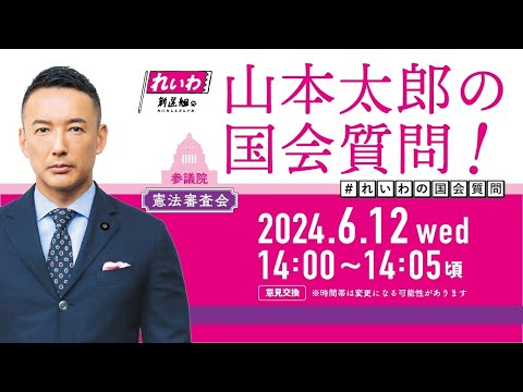 山本太郎の国会質問！参議院・憲法審査会（2024年6月12日14:00頃～）