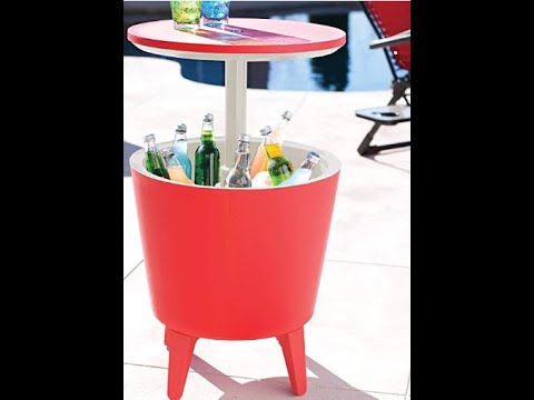 Outdoor Cooler Table Coral Color by Keter