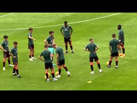 Uganda Cranes players Enoch Walusimbi and Sadat Anaku training with Scottish side Dundee United.