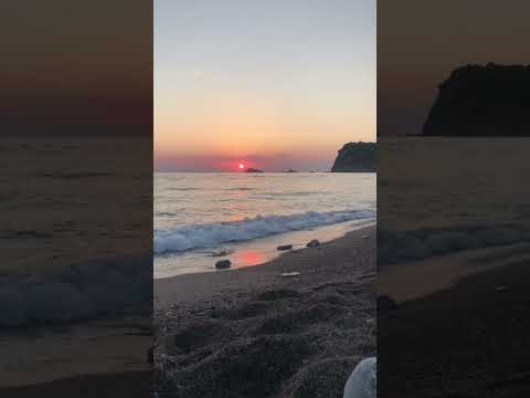 Beautiful sunset view at Buljarica beach in Montenegro filled with relaxing sounds of the sea.