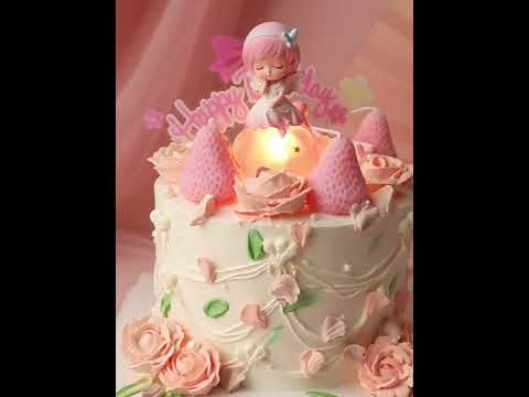 Angel in the Cloud Girl Cake Topper Happy Birthday Decoration Strawberr Wedding Cupcake Decor Baby