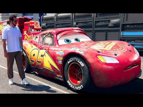 Lightning McQueen in Real Life Disney pixar Cars Drifts STORM ALL scene