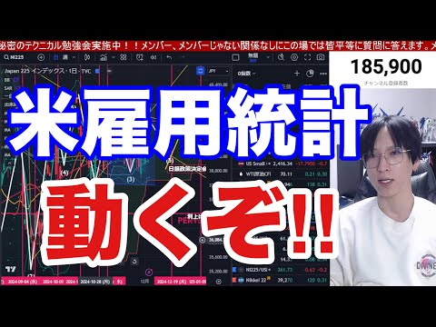 12/6【米雇用統計発表。日本株暴落来るのか】日経平均PER16倍で下落。ドル円150円越えが日銀利上げの分水量。米国株、ナスダック最高値。半導体株急落。仮想通貨BTC１０万ドル突破。