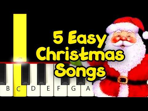 5 Very Easy Famous Christmas Songs (4) - Slow and Easy Piano Tutorial - Beginner