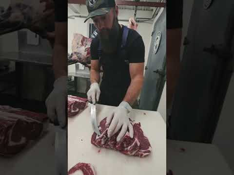 Cleaning the meat between Tomahawk Steaks 🔪 #shorts