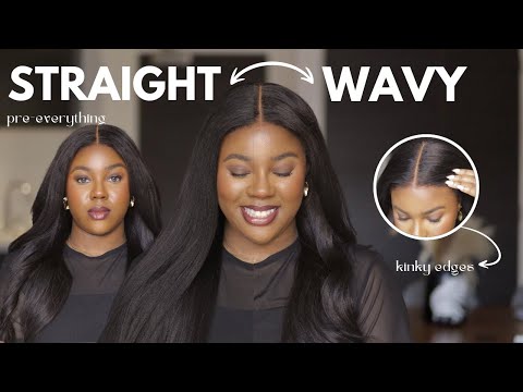 STRAIGHT OR WAVY| This Yaki Straight hair with REALISTIC 4C EDGES does it all ft KLAIYI HAIR