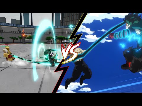 Every Heroes Battlegrounds Character vs Anime Comparison (NEW MASTERY DEKU WHIPLASH MOVE )