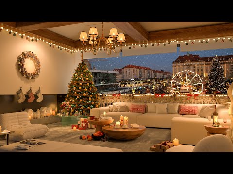 Christmas Jazz Balcony Retreat – 4K Cozy Balcony with Snowy Views and Festive Vibes 🎄❄️