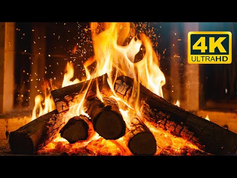 🔥 Cozy Fireplace 4K (12 HOURS). Fireplace with Crackling Fire Sound For Sleeping, Relax, Focus, ASMR