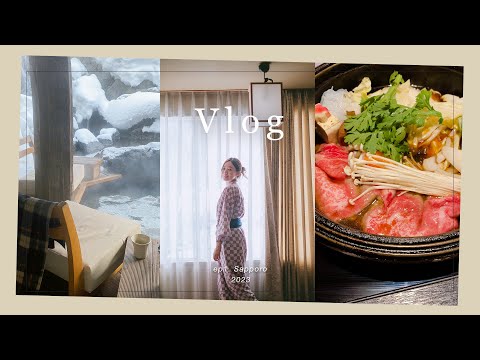 SUB) ❄️Hokkaido Vlog : Exploring Sapporo and Nearby Hot Springs | Wagyu beef Sukiyaki | ep1