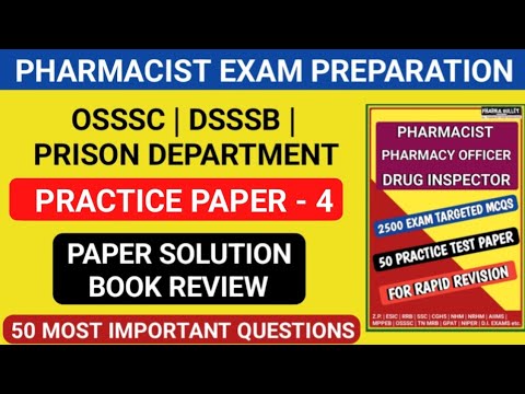 PHARMACIST EXAM PREPARATION | OSSSC | DSSSB | PRISON DEPARTMENT | RRB | SSC PHARMACIST QUESTIONS