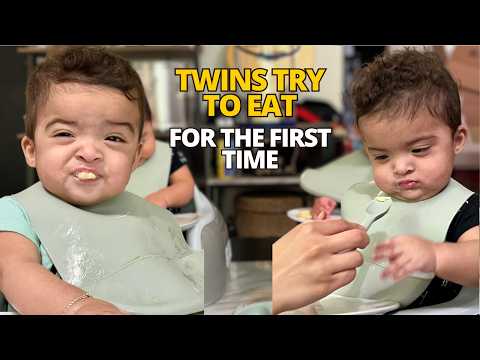 TWIN BABIES EATING FOR THE FIRST TIME SWEET POTATO