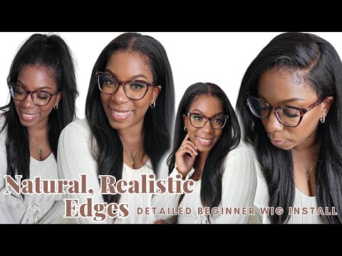 AFFORDABLE Natural Wig! Yaki Straight DETAILED Wig Install Bye Bye Knots Kinky Edges Klaiyi Hair