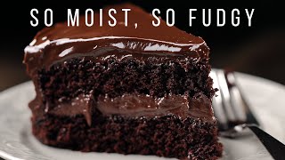 Moist & Fudgy Chocolate Cake with Everyday Ingredients