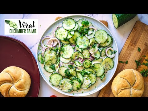 Viral Cucumber Salad Recipe - Cucumber Yogurt Salad in a Jar - Viral Tiktok Salads - Light Lunch