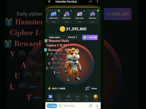 Hamster Kombat Daily Cipher Code 1 August | Hamster Kombat Daily Combo 1 August | Daily Cipher Today