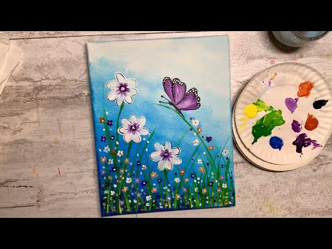 Painting Flowers and Butterflies: Beginner-Friendly Acrylic Tutorial  (#26)