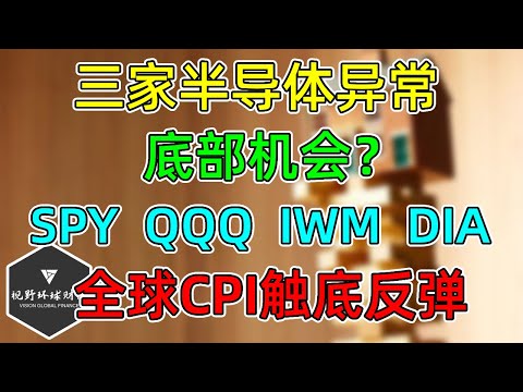 美股 三家半导体异常！底部机会？SPY、QQQ、IWM、DIA位置更新！全球CPI中位触底反弹！