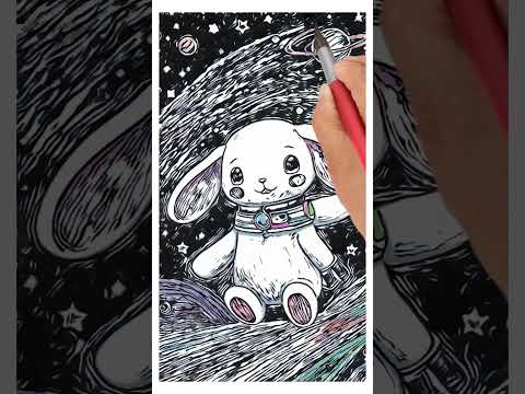 How to draw simple Cinnamoroll in space. #drawing #draw #painting I Chill how to draw