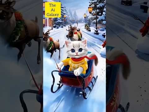 Cat ride sledge #catvideos #catvideo #shorts #shortfeed #aicatstories