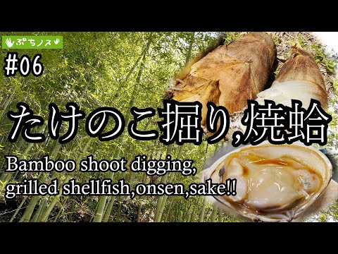 【ぷちノス】#6   たけのこ掘り、焼蛤、温泉、日本酒＝至福。　【PUCHI-NOS】Bamboo shoot digging,Grilled clams,onsen,sake!!