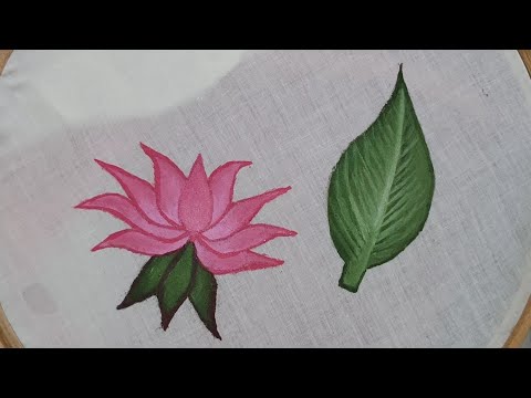 Unique Lotus Fabric Paint | Acrylic Flower painting | Kolam | Rangoli | Mugglu | #trending | #Viral