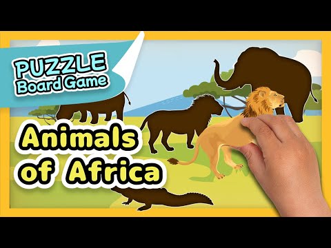 Animals of Africa | Puzzle Board Game with Flashcards for Kids | Made by Redcat Reading