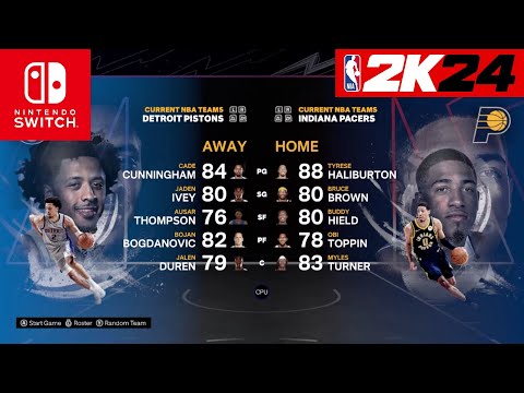 NBA 2k24 Nintendo Switch - Detroit Pistons Vs Indiana Pacers Full Gameplay