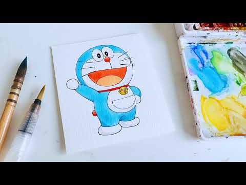 How to draw Doraemon | Step by step | Watercolor painting