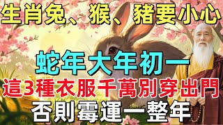 生肖兔、猴、豬要小心，蛇年大年初一，這3種衣服千萬別穿出門，否則霉運一整年！#生肖#生肖運勢#命理#風水#禅心语录#十二生肖#禅心净土