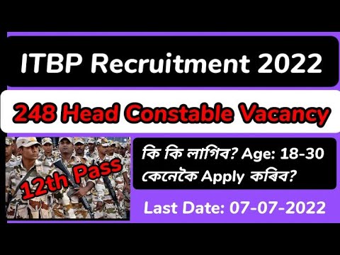 ITBP Recruitment 2022 - 248 Head Constable Vacancy || Indo Tibetan Border Police Job 2022 || New Job