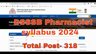 DSSSB Pharmacist Recruitment 2024 | Syllabus  #pharmacy | dsssb pharmacist syllabus 2024