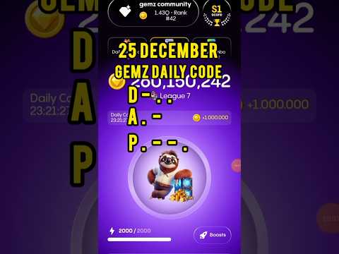 Today's Gemz daily code | gemz daily code 25-26 December  | 25-26 December gemz Combo cards