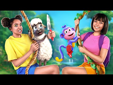 Amanda The Adventurer & Woolly vs Dora The Explorer in Real Life! How to Become Amanda!