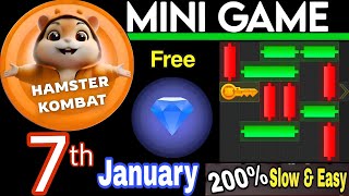 7 January 💎🔑🐹 Puzzle Trick: P2E Hamster Kombat key MiniGame Solved, slow step by step! 🎮