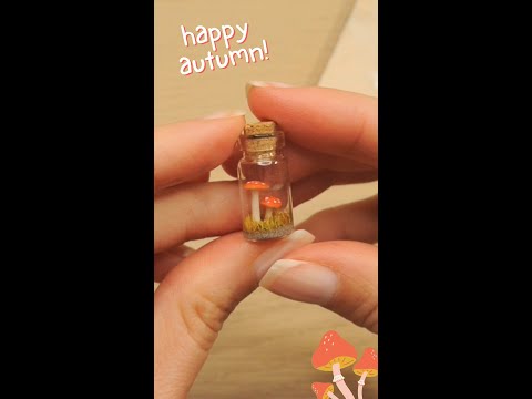 Miniature Polymer Clay Mushrooms in a Bottle #shorts