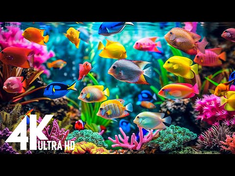 Aquarium Video 4k🐠 Soft music relaxes and soothes the nervous system - music heals the heart