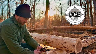 Building a Genuine OAK LOG CABIN - EP6 - Sill Logs, Off Grid Power, Camping with an Up-2 Tent