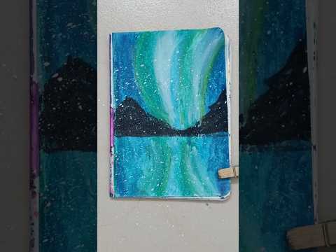 Let's make beautiful Northern lights  using pastel colours and hand blending technique#oilpastel